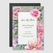 Blush Garden Floral Wedding Magnetic Save the Date (Voorkant / Achterkant)