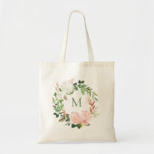 Blush Garden Floral Wreate Monogram Tote Bag (Voorkant)