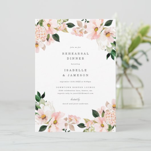 Blush Garden Spring repesal Dinner Invite Menu (Staand voorkant)