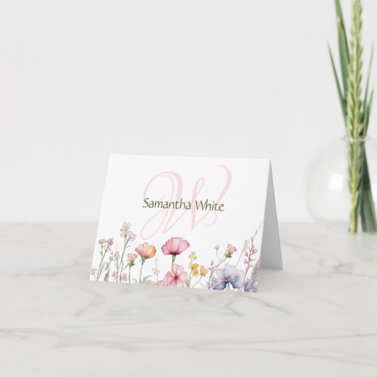 Blush Garden Watercolor Personalized Stationery (Devant)