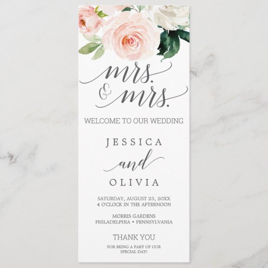 Blush Gay Wedding Programma Blozen Mrs. (Voorkant)