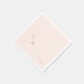 Blush gebladerte monogram bruiloft gepersonaliseer servet (Hoek)