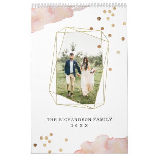 Blush geometric Trendy Waterverf en foto Kalender