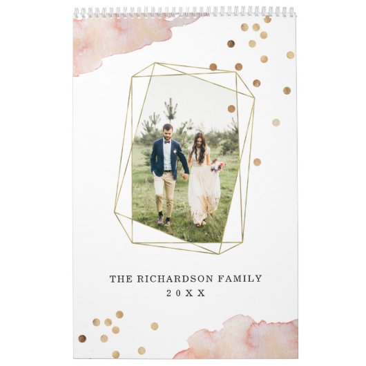 Blush geometric | Trendy Waterverf en foto Kalender (Hoes)