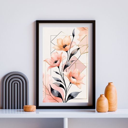 Blush Geometry Bloom Poster