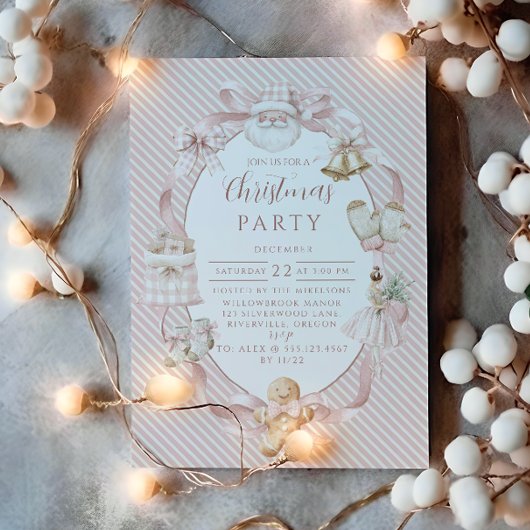Blush Gingham Kerstmis Kaart