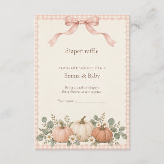 Blush Gingham Pompoen Luierspel Baby Shower Informatiekaartje