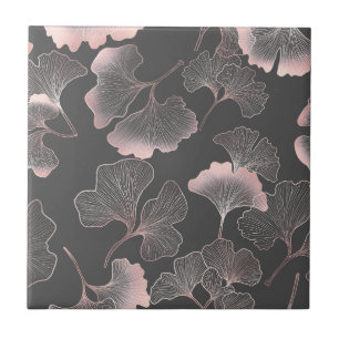 Blush Ginkgo Luxe – Gouden botanische afbeelding o Tegeltje