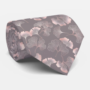 Blush Ginkgo Luxe – Gouden Botanische op Zwart (5) Stropdas