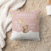 Blush Girl Teddy Bear Birth Stats Nursery Coussin (Couverture)
