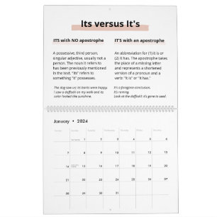 Blush Glitter Boss Lady CEO Monogram Spelling Kalender