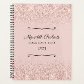 Blush Glitter Boss Lady CEO op persoonlijke titel  Planner (Voorkant)