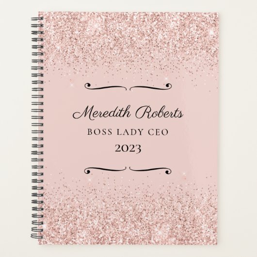 Blush Glitter Boss Lady CEO op persoonlijke titel  Planner (Voorkant)