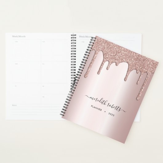 Blush Glitter Drip Metallic boss Lady Annual Planner (Display)