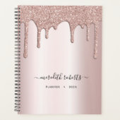 Blush Glitter Drip Metallic boss Lady Annual Planner (Voorkant)