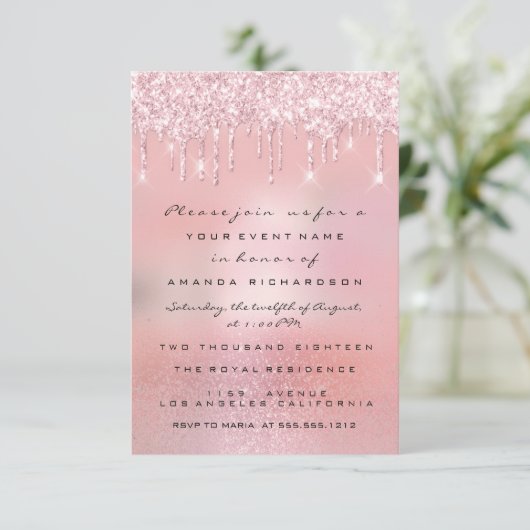 Blush Glitter Drivers Roos Roze Baby shower Voet Kaart (Staand voorkant)