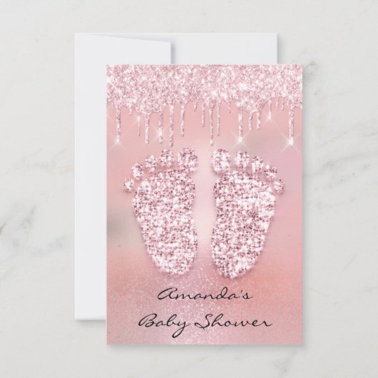 Blush Glitter Drivers Roos Roze Baby shower Voet Kaart (Achterkant)
