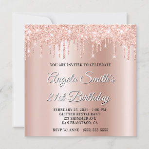 Blush Glitter Druppels Rose Goud Ombre Schaduw Kaart