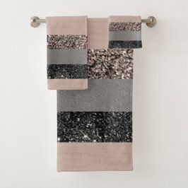 Blush Glitter Glam Stripes #1 #shiny Bad Handdoek