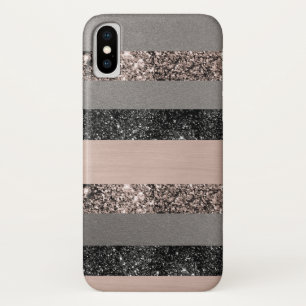 Blush Glitter Glam Stripes #1 #shiny iPhone X Hoesje