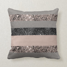 Blush Glitter Glam Stripes #1 #shiny Kussen