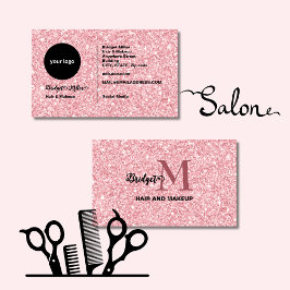 Blush Glitter hair Makeup monogram Logo Visitekaartje
