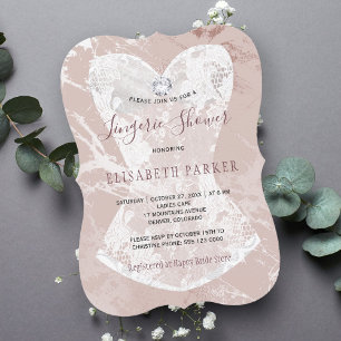 Blush glitter marmer en bordeaux lingerie douche kaart