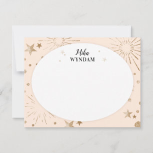 Blush Glitter Stars en Fireworks Note Kaart Notitiekaartje