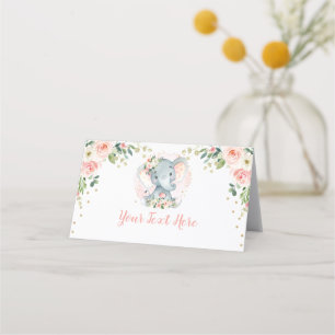 Blush Gold Bloemen Olifant Baby Meisje Verjaardag
