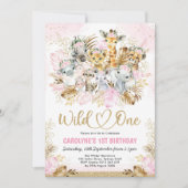 Blush Gold Boho Safari Animals Wild Op een dag Kaart (Voorkant)