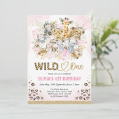Blush Gold Boho Safari Animals Wild Op een dag Kaart (Staand voorkant)