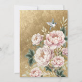 Blush Gold Chinoiserie Peony Floral Vrijgezellenfe Kaart (Achterkant)