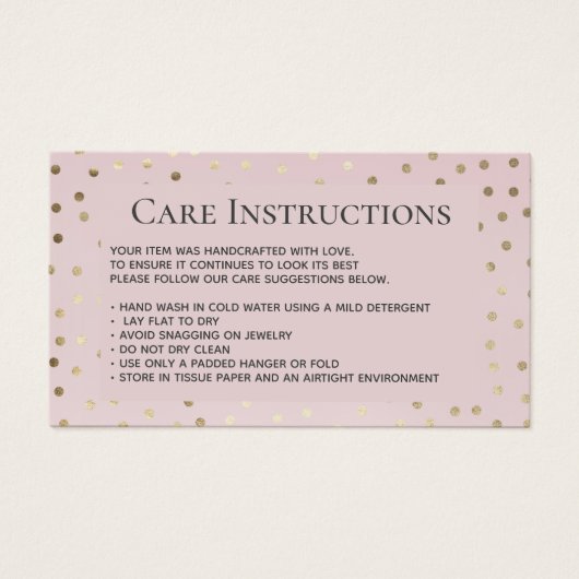 Blush Gold Clothing Care Instructions (Devant)