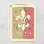 Blush Gold Confetti Fleur de Lis event Uitnodiging (Voorkant / Achterkant)