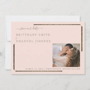 Blush & Gold Dazzling Wedding Save our Date Kaart