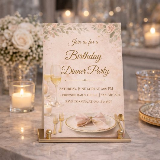 Blush Gold Dinner Party Invitation