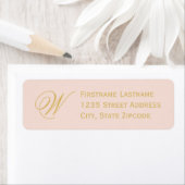 Blush Gold Elegant Script Monogram Return Address Etiket (Insitu)