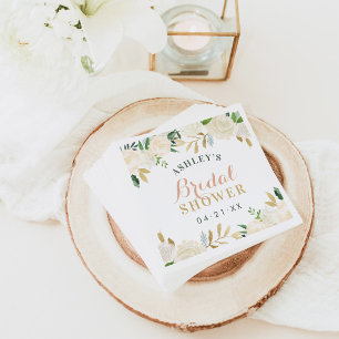 Blush Gold en Green Floral Wedding Vrijgezellenfee Servet