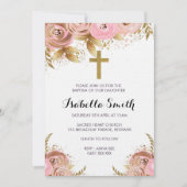 Blush Gold floral Baptême / Invitation Christening (Devant)
