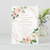 Blush Gold Floral Geometrische 100e verjaardag Uit Kaart (Staand voorkant)