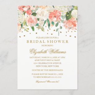 Blush Gold Floral Glitter Vrijgezellenfeest Kaart