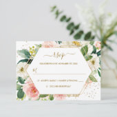 Blush Gold Floral Gold Wedding RSVP (Debout devant)
