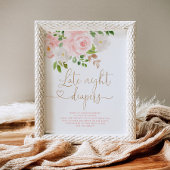Blush Gold floral Late night diapers game Poster