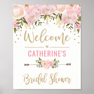 Blush Gold Floral Vrijgezellenfeest Welkom Sign De Poster