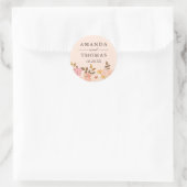  Blush Gold Floral Wedding Envelope Seal Ronde Sticker (Tas)