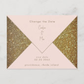 Blush & Gold Glam Bruiloft Wijzig de datum Briefkaart (Voorkant)