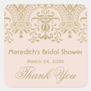 Blush Gold  Glamour Bruiloft Vrijgezellenfeest Vierkante Sticker