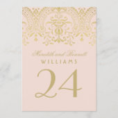 Blush Gold Glamour Weddeningnummer Kaart (Voorkant)