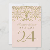 Blush Gold  Glamour Weddeningnummer Kaart (Voorkant)