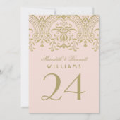 Blush Gold  Glamour Weddeningnummer Kaart (Achterkant)